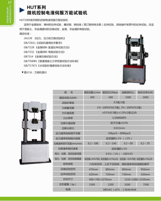 HUT系列微機(jī)控制電液伺服萬能試驗(yàn)機(jī)